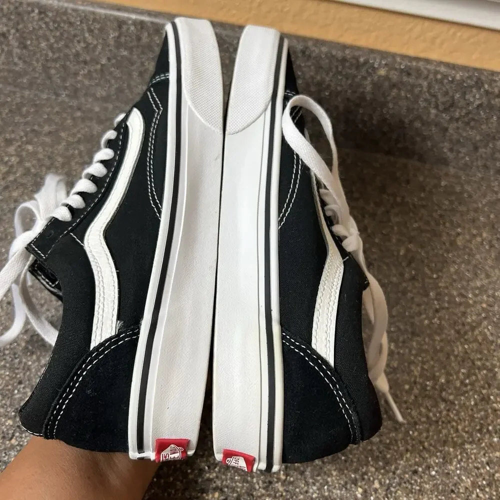 VANS Old Skool Black Classic Suede Canvas Skate Shoe Women 8.5 Low Lace Up Men 7